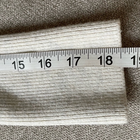 CAbi Lux Oatmeal Cowl Neck Cropped Length Tapered Sleeve Drop Shoulder Sweater - Picture 12 of 12